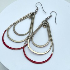 VTG Gold-Tone Classic Bohemian Enamel Coated Metal Dangle French Hook Earrings
