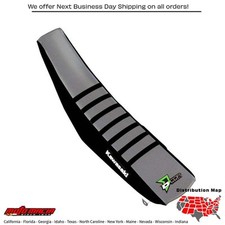 D-COR Seat Cover Black/Grey with Ribs for Kawasaki KX250F 2017-2019 and KX450F