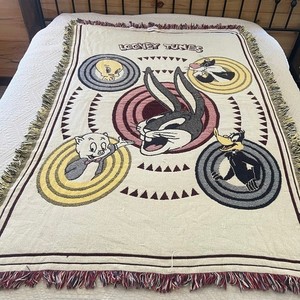 Vintage 1994 Looney Tunes Tapestry Afghan Throw Blanket 46x68 Warner Bros Store
