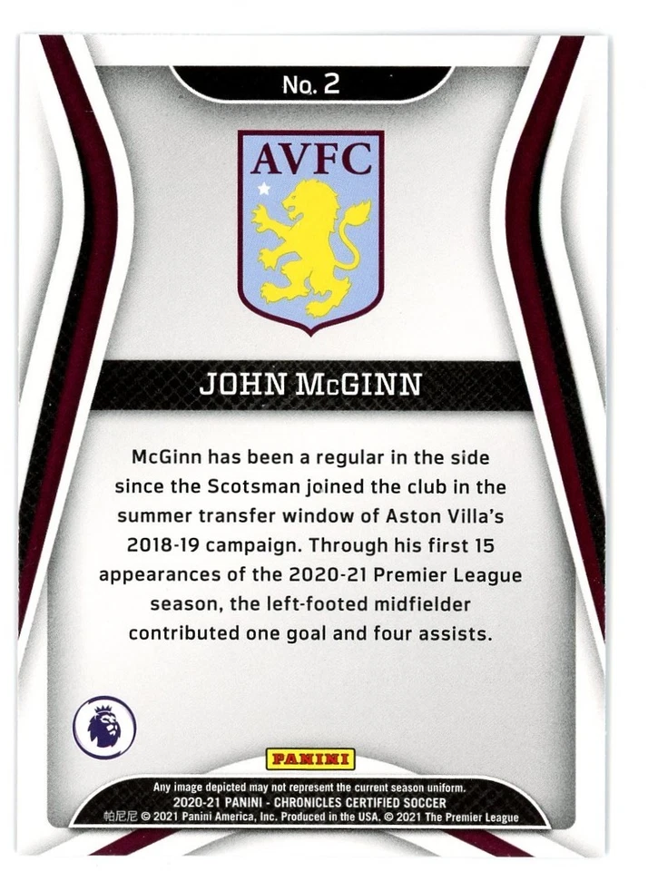 2020-21 Panini Chronicles - Certified Premier League Purple Astro John McGinn #2 - Image 2 of 2