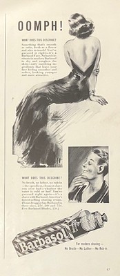 1940's Vintage Original Antique Barbasol Shaving Shave Sexy Woman Neat Ad