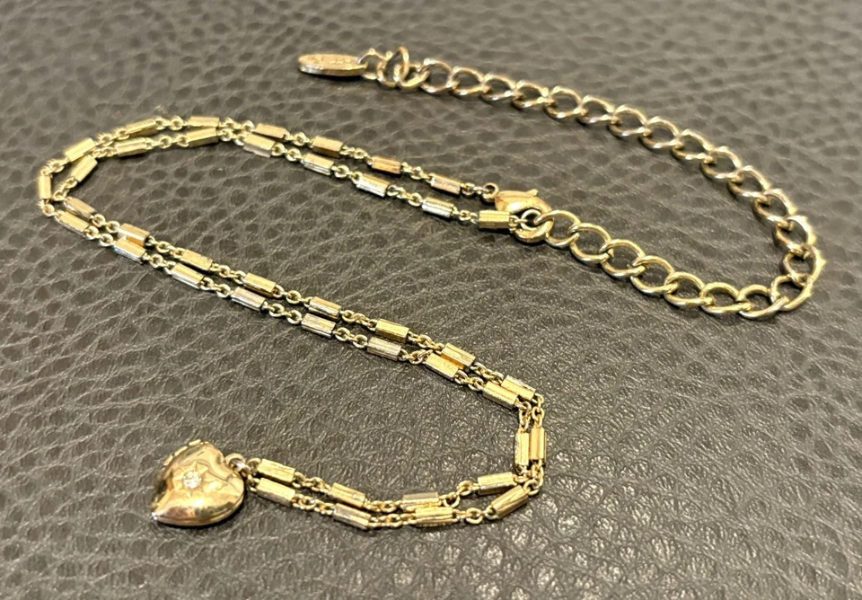 Ettika Gold Tone Rhinestone Victorian Style Heart Locket Pendant Chain Necklace - Image 2 of 4