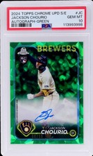 2024 Topps Chrome Update Sapphire Jackson Chourio #USAJC PSA 10 Autograph Green