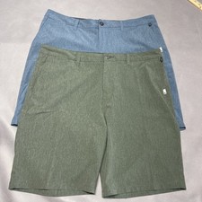 LOTE de 2 Pantalones Cortos Anfibios Quicksilver Para Hombres 38 Azul Verde Híbrido 4 Vías Elastizados