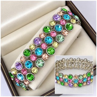 Vintage Kirk’s Folly Wide Coloured Crystal Expandable Bracelet
