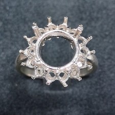 925 Sterling Silver Semi Mount Ring Setting Round 9mm Gemstone Jewelry