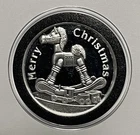 1 Troy Oz .999 Fine Silver Round Merry Christmas Rocking Horse