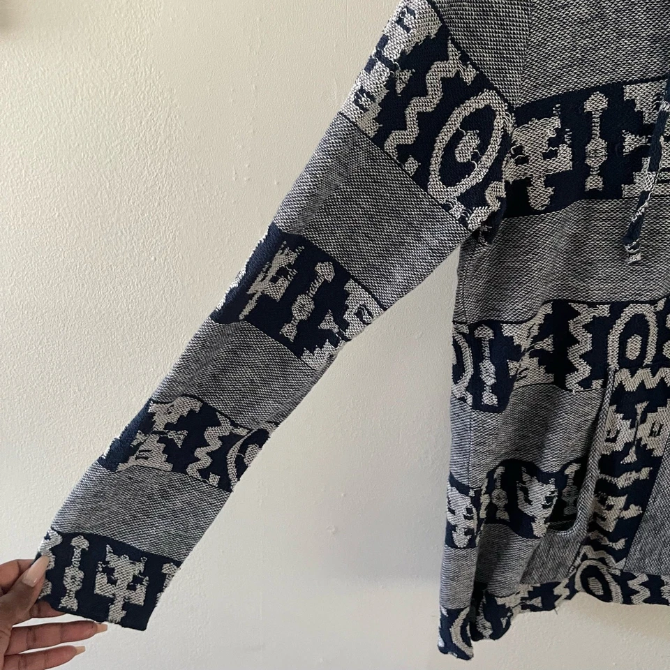 Obey Propaganda Baja Hoodie Womens Medium Blue Striped Pullover Boho Surf Skate - Image 3 of 4