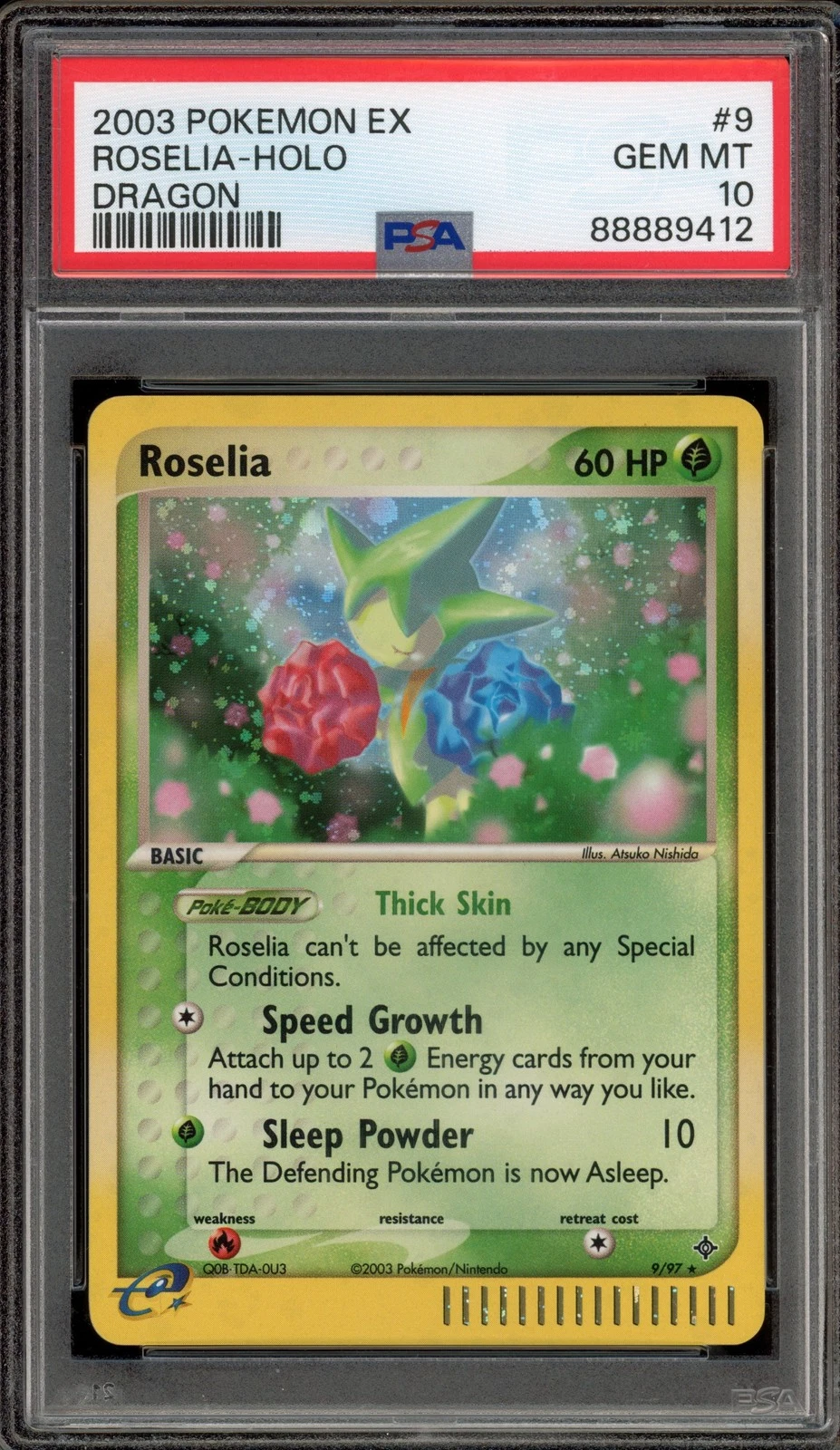 Pokemon Roselia EX Dragon Holo Rare #9 PSA 10 Gem Mint