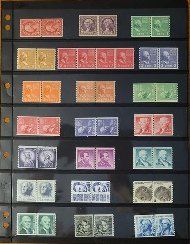 US Stamps Joint Line Pair Collection 1920s+ All MNH OG On Stock Page - CV $127