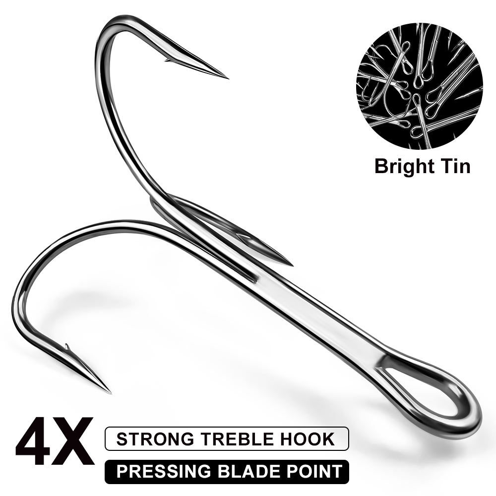 10pcs Strength 4X Treble Fishing Hook 6/0#-10/0# Saltwater Matte Tin Large Hook 10pcs Strength 4X Treble Fishing Hook 6/0#-10/0# Saltwater Matte Tin Large Hook