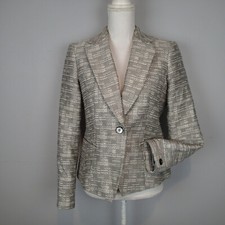 womens gray silver metallic JONES NEW YORK blazer jacket cotton bl 6 v 1