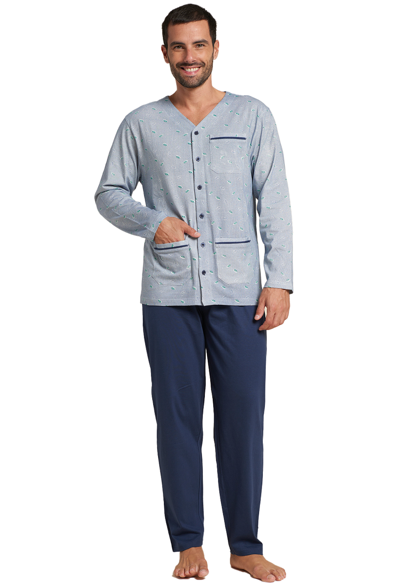 Pigiama Uomo Aperto a Giacca Cotone leggero Karel 100% cotone