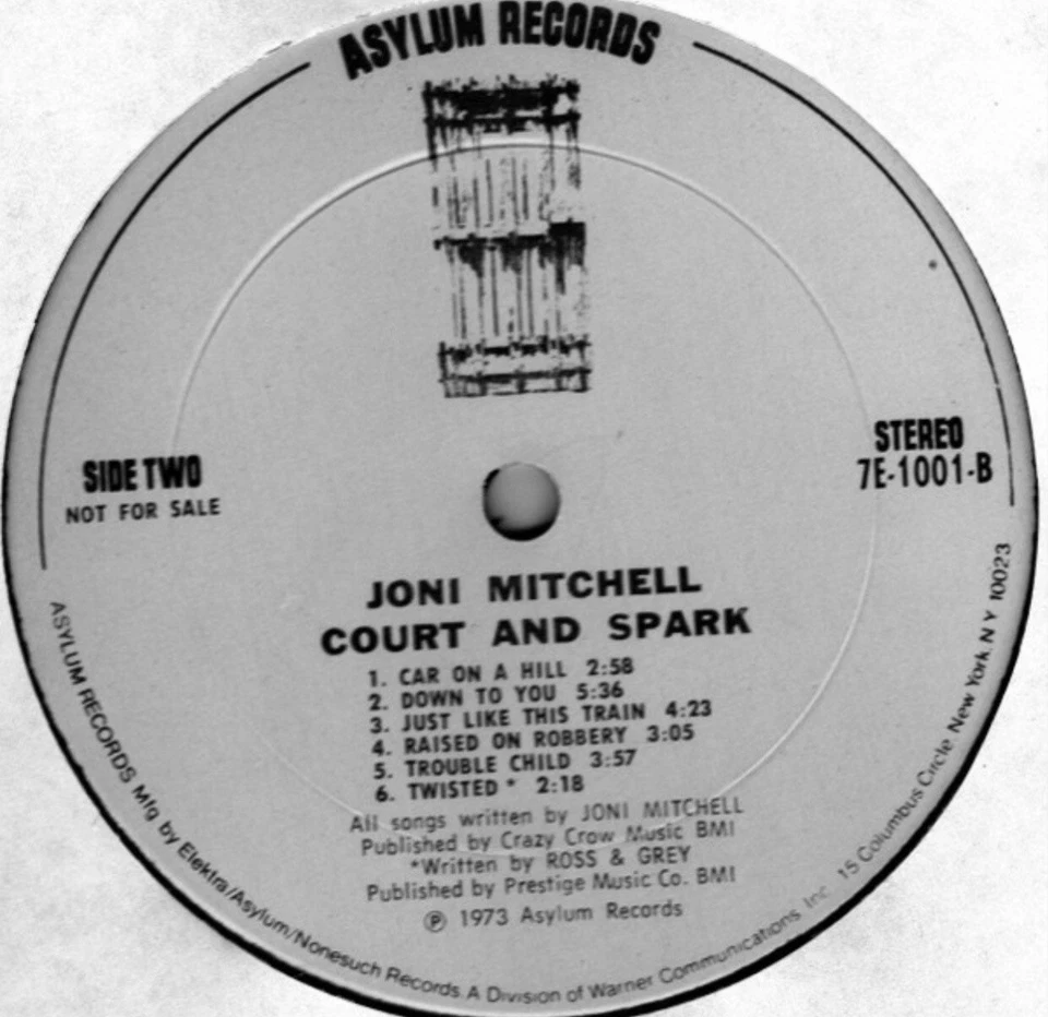 Joni Mitchell Court and Spark White Label Promo Vinyl Record LP Asylum Folk Rock - Image 3 of 4