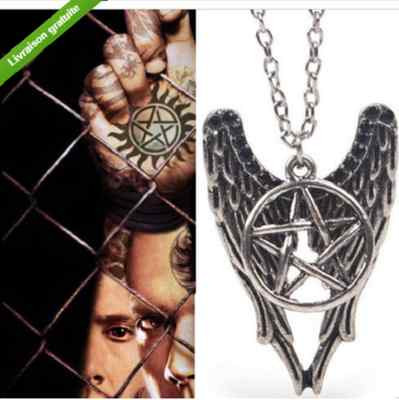 Collier Angel Pentagram Supernatural - Pentagramme Et Angel - Produit Neuf Avec étiquettes