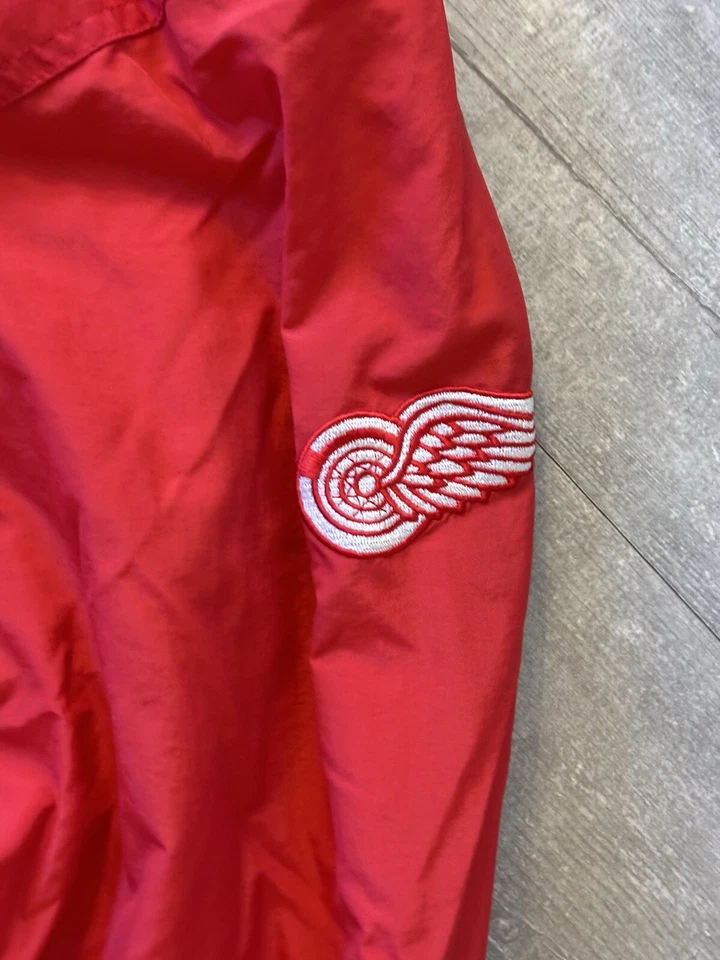 Large Detroit Red Wings Pullover Jacket Windbreaker, Size M Red - Image 3 of 4