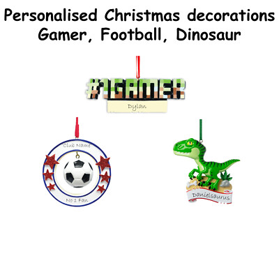 Personalisierte Weihnachtsdeko - Fußball, Dinosaurier, Gamer, XBOX PS4 Minecraft