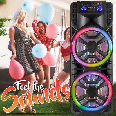 2800W Super Loud Portable Dual 12'' Subwoofer Bluetooth Speaker With Mic TWS FM