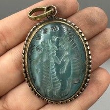 Stunning unique stone ancient Roman king intaglio old pendant