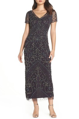 pisarro nights beaded longline gown