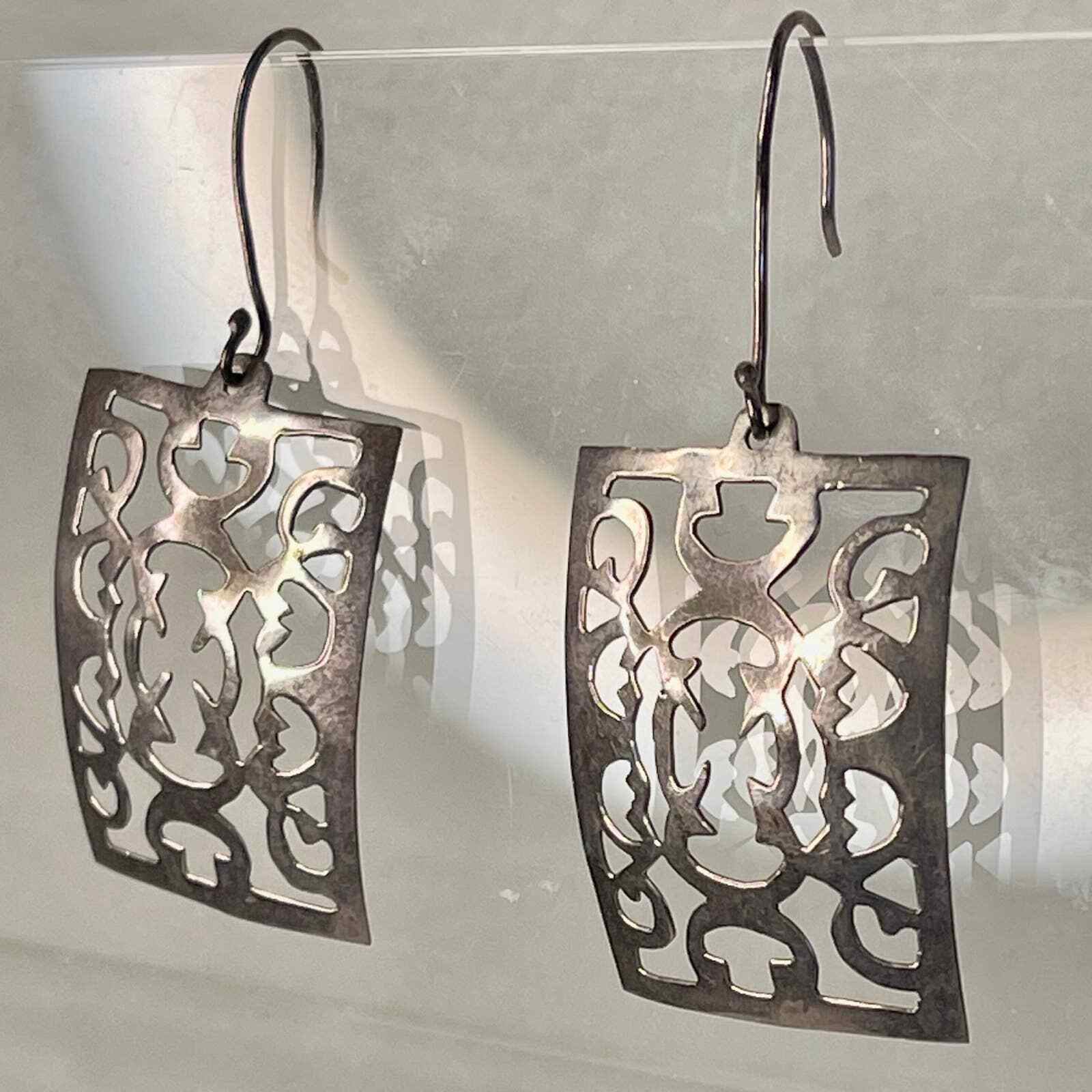 925 Sterling Silver Rectangular Filigree Earrings… - image 8