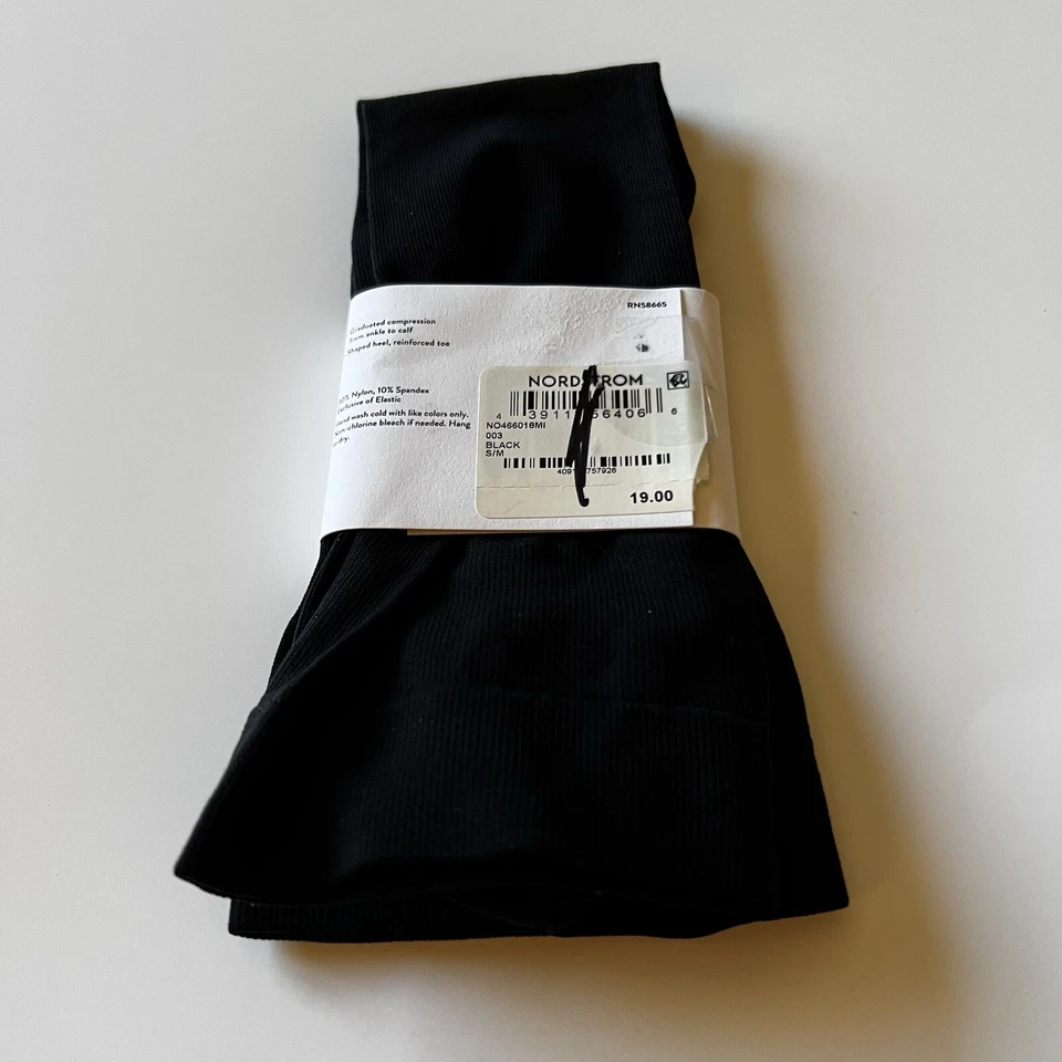 PANTALÓN ENERGIZANTE NORDSTROM CALCETINES HASTA LA RODILLA COMPRESIÓN GRADUADA NEGRO S/M 5-8 NUEVO CON ETIQUETAS Foto 3 de 4