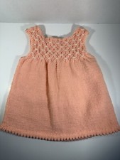 VTG Homemade alike Novelty Knits Baby Girls Sweater Dress Size 6-12 Months Pink