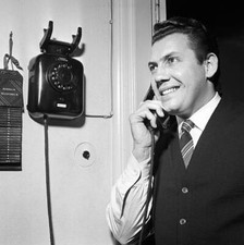 Egyptian born Italian tenor Nicola Filacuridi talking telephone Mi- Old Photo