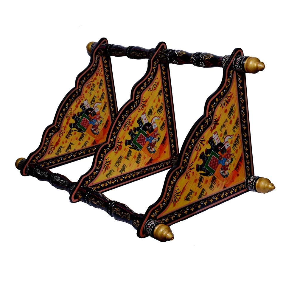 Wooden Hand painted 3 Layer End Table Corner Table Side Table Folding Table - Image 2 of 3