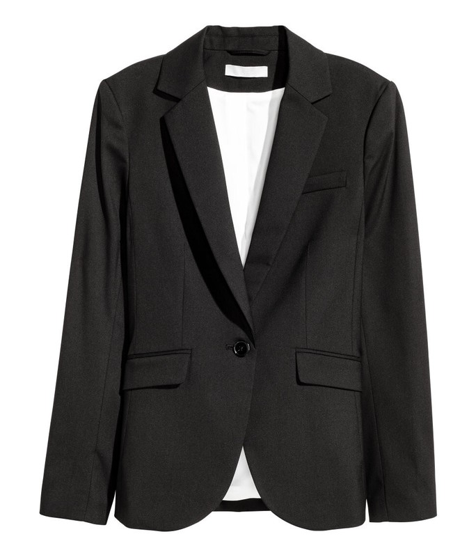 NWT H&M Black Fitted Lined Suit Blazer Jacket w/ Button Pockets Back Vent 2