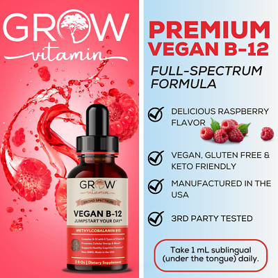 B-12 Plus B2 B3 B6 B5 Vitamin B12 Liquid Vitamin B12 Complex, Methylated