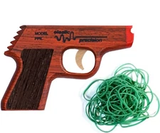 Elastic Precision Model PPK Rubber Band Gun Made from Exotic Padauk and Walnut 