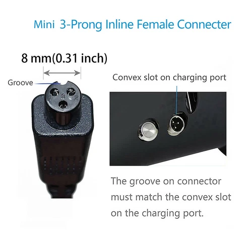 2X 3-Pin 2 Male Plug 2 Wire Hoverboard Charging Port For Scooter Charger Cable - Picture 7 of 11
