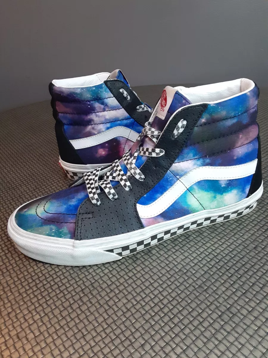 Vans Custom SK8 Hi Mens 9.5 Womens 11 Galaxy Shoes Black Leather