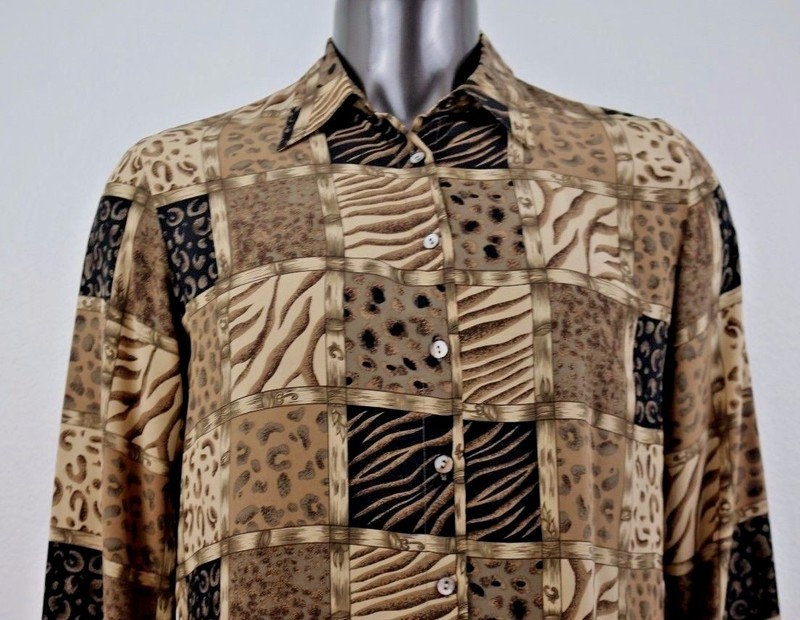 Notations 100% Silk Women's Long Sleeve Shirt Size L