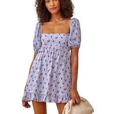 Reformation Bristol Babydoll Dress Mini Floral Puff Sleeves Size Medium