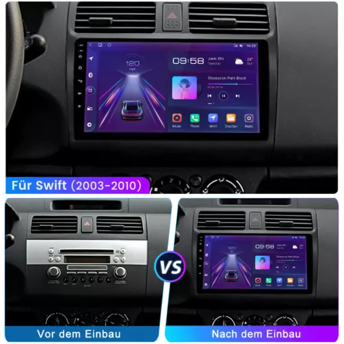 Für SUZUKI SWIFT III EZ MZ 2003-2010 32G Android13 Autoradio CarPlay Kam Navi - Bild 2 von 12