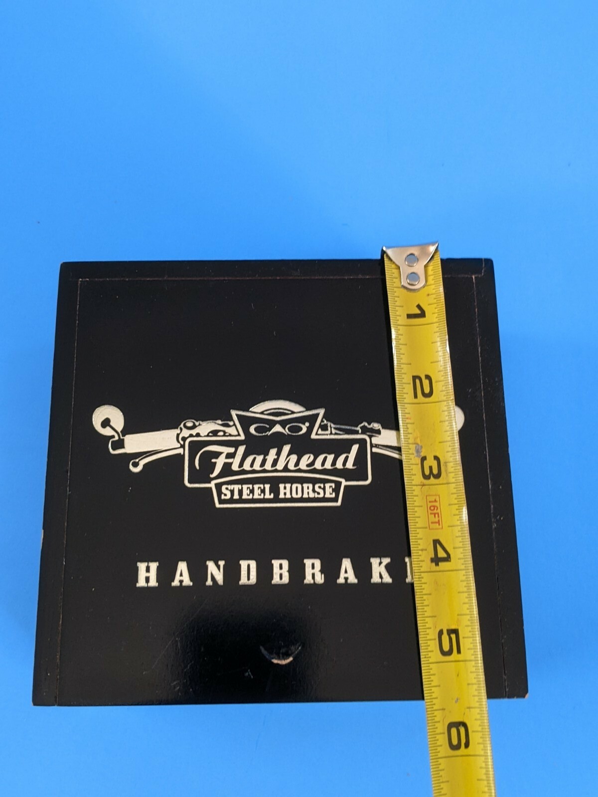 CAO Flathead Steel Horse Handbrake Wooden Cigar Box Rare Box (A8)