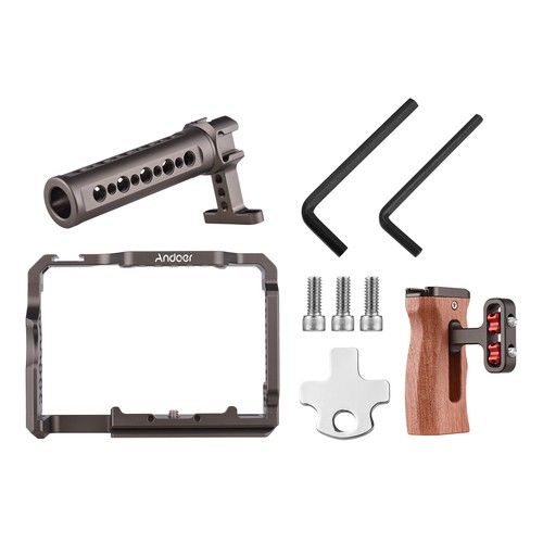 Kit attrezzatura fotografica con manico in legno sulla parte superiore impugnatura video per Sony A7R III K8I2 - Foto 11 di 11