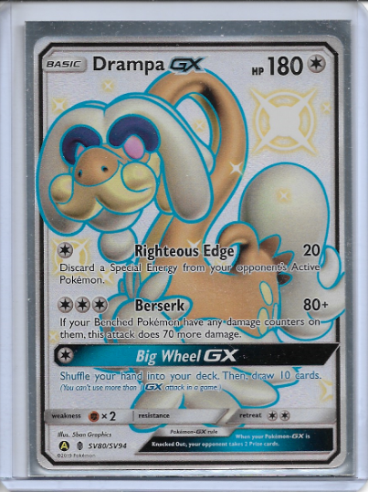 Pokemon Trading Card Game Hidden Fates Ultra Rare Drampa GX SV80 Pokemon Trading Card Game Hidden Fates Ultra Rare Drampa GX SV80