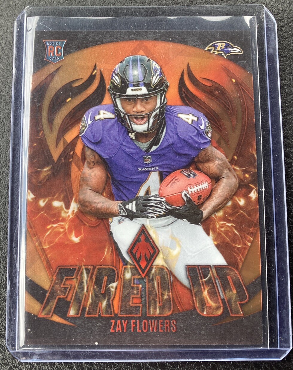 2023 Panini Phoenix Zay Flowers Fired Up Orange 48/75 Rookie Card #FU-16