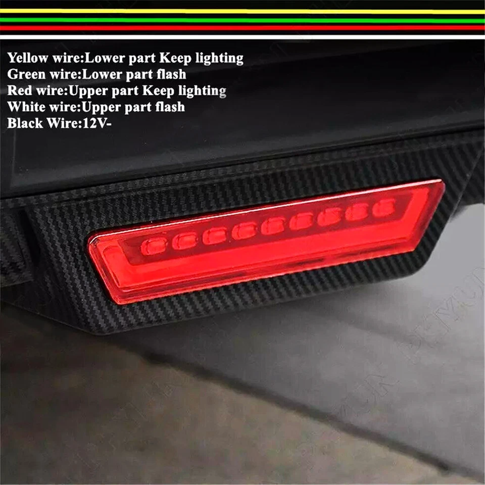 Carbon Fiber Rear Bumper Spoiler Diffuser Trim w/ Brake Lights For Honda Element - Image 4 of 4