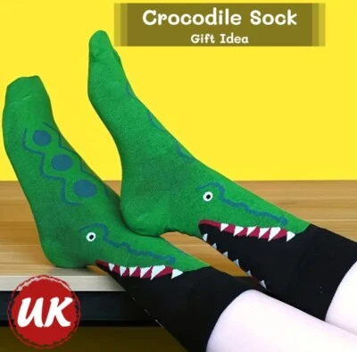 Fun Novelty Crocodiles Sock Gift Idea Men Boy Size 7-11 One Size Unisex Women