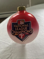 Philadelphia Phillies 2009 NL Champions Logo Topperscot Glass Ornament Deadstock