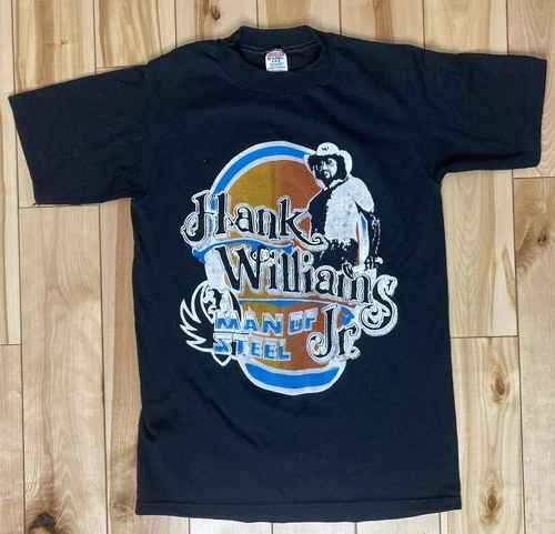 80’s Hank Williams Jr. And The Bama Band Man Of Steel Ts Vintage vintage concert t-shirt, vintage, size S, single stitch, B+ condition