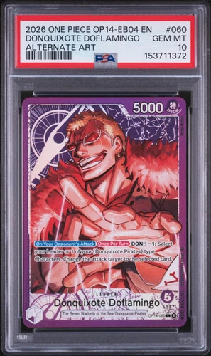 2026 One Piece Op14-060 Eb04 Azure Donquixote Doflamingo Alt Art PSA 10 #060