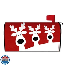 Merry Christmas Elk Mailbox Cover 21x18 Inch, Red Christmas Reind