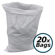 20 x Large Builders Sacks, Strong Woven Polyprop Bags Ideal Sand Bags and Rubble