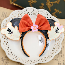 Halloween Disney Parks Mickey & Minnie Floral Ghost Minnie Ears Headband 2026