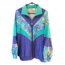 Vintage 90s SFIDA Windbreaker Jacket Retro Geometric Festival  fits like M/14 